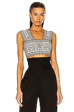 ALAÏA Jacquard Print Fitted Top in Blanc & Noir, view 1, click to view large image.
