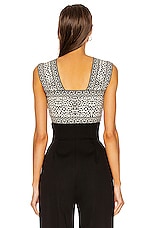 ALAÏA Jacquard Print Fitted Top in Blanc & Noir, view 3, click to view large image.