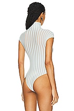 ALAÏA Striped T-shirt Bodysuit in Menthe, view 4, click to view large image.