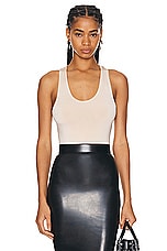 ALAÏA Cut Out Bodysuit in Poudre, view 1, click to view large image.