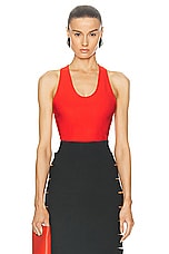 ALAÏA Crossback Bodysuit in Rouge Vif, view 1, click to view large image.