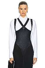 ALAÏA Layer Shirt Bodysuit in Blanc, view 1, click to view large image.
