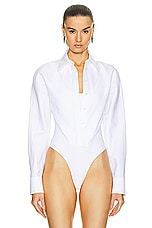ALAÏA Layer Shirt Bodysuit in Blanc, view 2, click to view large image.