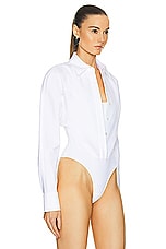 ALAÏA Layer Shirt Bodysuit in Blanc, view 3, click to view large image.