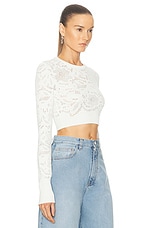 ALAÏA Long Sleeve Cropped Top in Blanc, view 2, click to view large image.