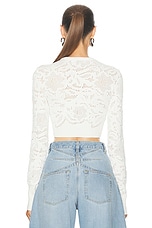 ALAÏA Long Sleeve Cropped Top in Blanc, view 3, click to view large image.