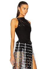 ALAÏA Knit Lace Sleeveless Top in Noir, view 2, click to view large image.