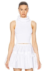ALAÏA Crop Hooded Tank Top in Blanc, view 2, click to view large image.