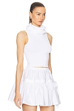 ALAÏA Crop Hooded Tank Top in Blanc, view 3, click to view large image.