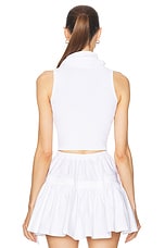 ALAÏA Crop Hooded Tank Top in Blanc, view 4, click to view large image.
