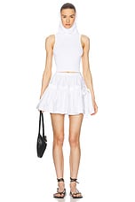 ALAÏA Crop Hooded Tank Top in Blanc, view 5, click to view large image.