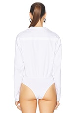 ALAÏA Long Sleeve Bodysuit in Blanc, view 4, click to view large image.