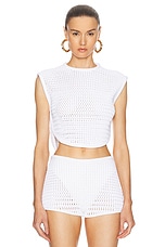 ALAÏA Crew Neck Top in Blanc, view 1, click to view large image.