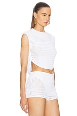 ALAÏA Crew Neck Top in Blanc, view 2, click to view large image.