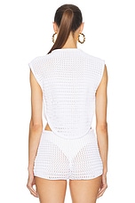 ALAÏA Crew Neck Top in Blanc, view 3, click to view large image.