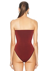 ALAÏA Strapless Bodysuit in Bordeaux, view 4, click to view large image.