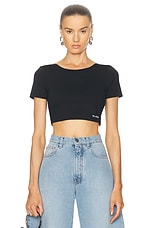 ALAÏA Cropped T-shirt in Noir, view 1, click to view large image.