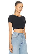 ALAÏA Cropped T-shirt in Noir, view 2, click to view large image.