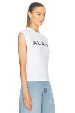 ALAÏA Logo T-shirt in Blanc & Noir, view 2, click to view large image.