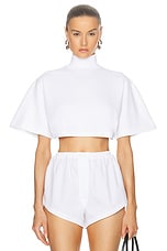 ALAÏA Highneck T-shirt in Blanc, view 1, click to view large image.