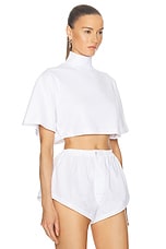 ALAÏA Highneck T-shirt in Blanc, view 2, click to view large image.