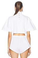 ALAÏA Highneck T-shirt in Blanc, view 3, click to view large image.