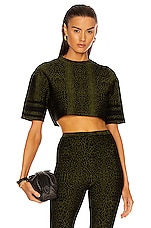 ALAÏA Animalier Top in Noir & Vert, view 1, click to view large image.