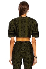 ALAÏA Animalier Top in Noir & Vert, view 3, click to view large image.