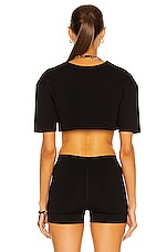 ALAÏA Viscose Short Sleeve Top in Noir, view 3, click to view large image.