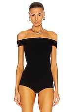 ALAÏA Viscose Bodysuit in Noir, view 2, click to view large image.