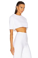 ALAÏA Viscose Short Sleeve Top in Blanc, view 2, click to view large image.