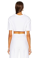 ALAÏA Viscose Short Sleeve Top in Blanc, view 3, click to view large image.