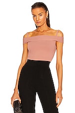 ALAÏA Off the Shoulder Bodysuit in Rose Chair, view 1, click to view large image.