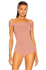 ALAÏA Off the Shoulder Bodysuit in Rose Chair, view 2, click to view large image.