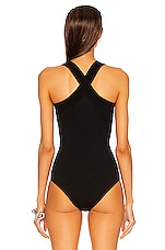 ALAÏA Sleeveless Crossed Back Bodysuit in Noir, view 4, click to view large image.