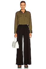 ALAÏA Cotton Poplin Long Sleeve Top in Kaki, view 4, click to view large image.