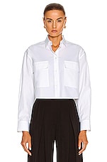 ALAÏA Cotton Poplin Long Sleeve Top in Blanc, view 2, click to view large image.