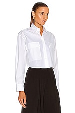 ALAÏA Cotton Poplin Long Sleeve Top in Blanc, view 3, click to view large image.
