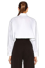 ALAÏA Cotton Poplin Long Sleeve Top in Blanc, view 4, click to view large image.
