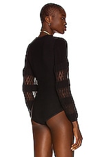 ALAÏA Square Open Neck Fitted Bodysuit in Noir, view 4, click to view large image.