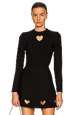 ALAÏA Cutout Heart Long Sleeve Top in Noir, view 1, click to view large image.