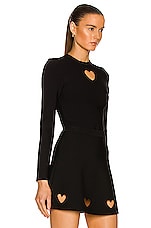 ALAÏA Cutout Heart Long Sleeve Top in Noir, view 2, click to view large image.