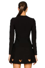 ALAÏA Cutout Heart Long Sleeve Top in Noir, view 3, click to view large image.