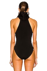 ALAÏA Hooded Bodysuit in Noir, view 5, click to view large image.