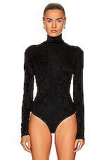 ALAÏA Velvet Bodysuit in Noir, view 2, click to view large image.