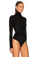 ALAÏA Velvet Bodysuit in Noir, view 3, click to view large image.