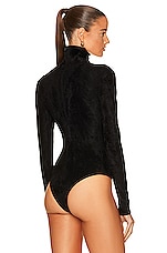 ALAÏA Velvet Bodysuit in Noir, view 4, click to view large image.