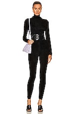 ALAÏA Velvet Bodysuit in Noir, view 5, click to view large image.