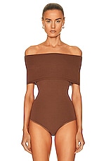 ALAÏA Tank Angie Bodysuit in Marron, view 2, click to view large image.