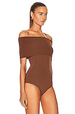 ALAÏA Tank Angie Bodysuit in Marron, view 3, click to view large image.